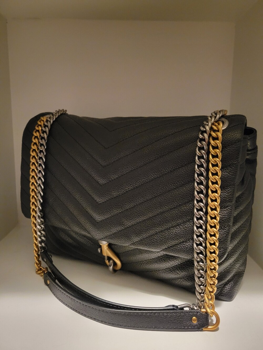 Rebecca Minkoff Edie Flap Shoulder Bag Black Leather NWT